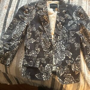Club Monaco Black and Cream Patterned Blazer